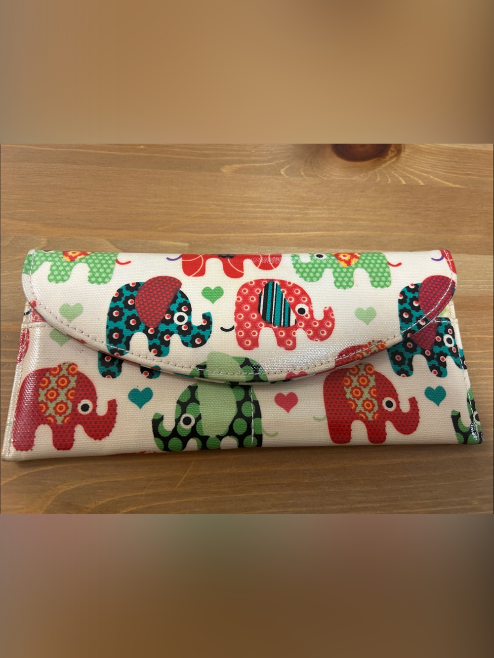 Elephant Print Envelope Wallet - Multicolor